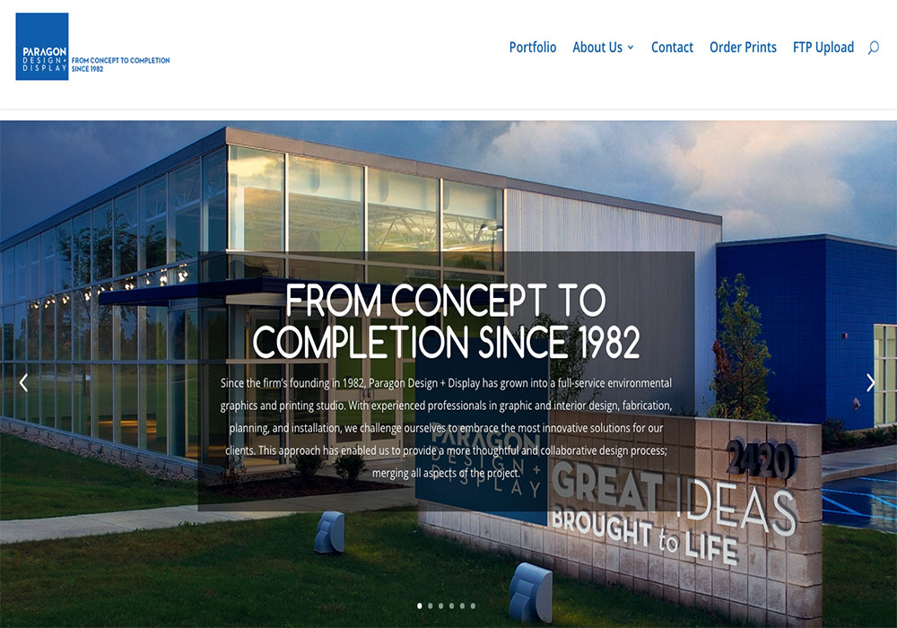 Paragon Design + Display website