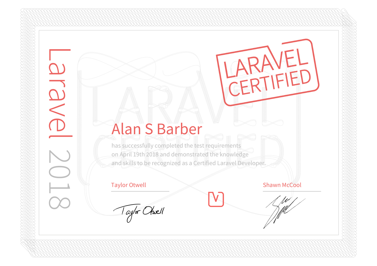 Cadence Labs CEO Alan Barber is Laravel Certified!