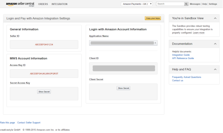 Amazon MWS Access Key