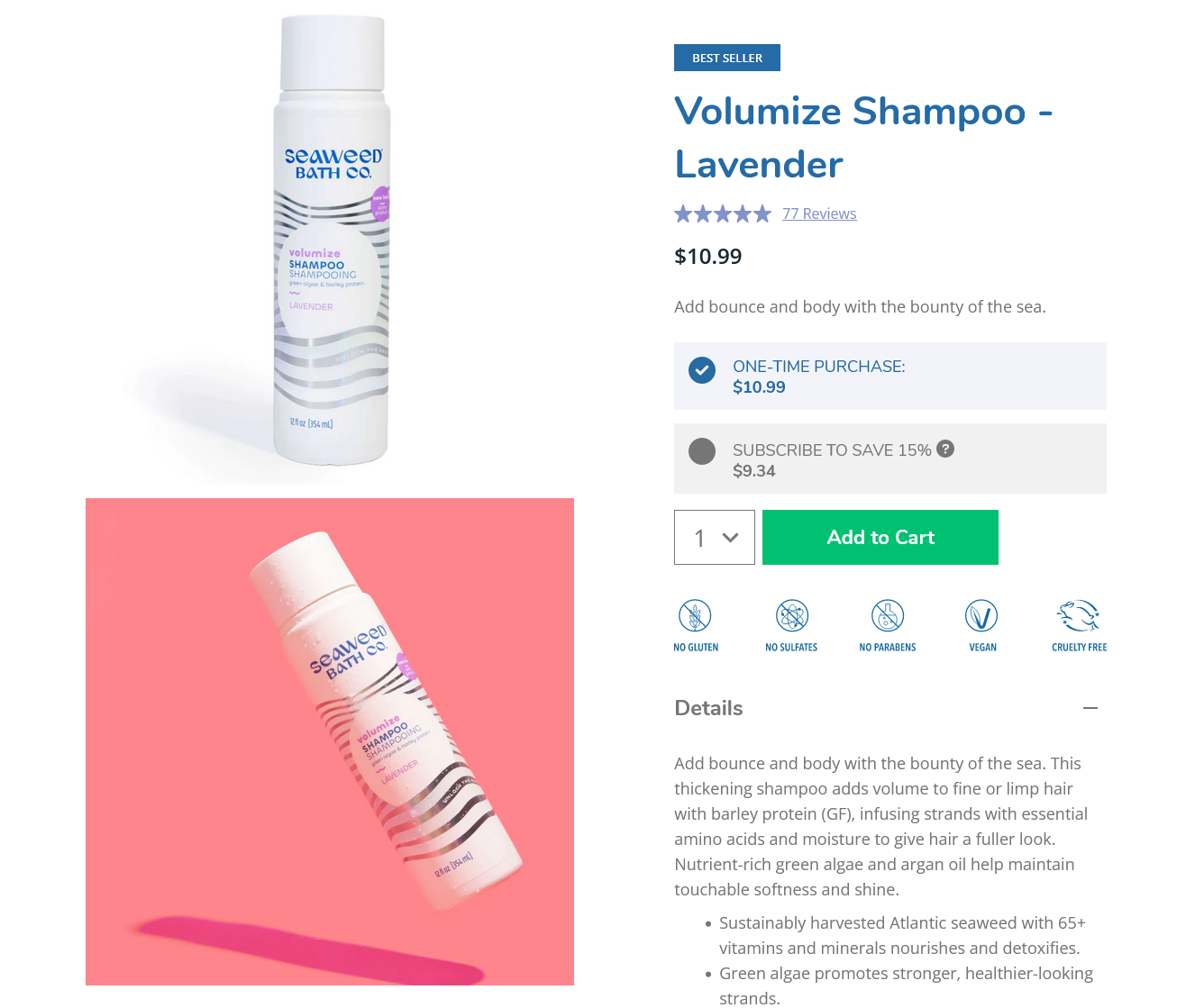 Volumize-Shampoo-Lavender-Seaweed-Bath-Co-–-The-Seaweed-Bath-Co- Shopify Redesign Example